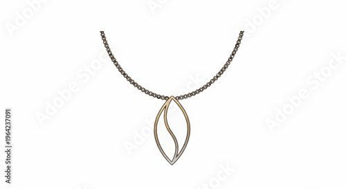 Minimalist silver chain necklace with an abstract, leaf-like pendant