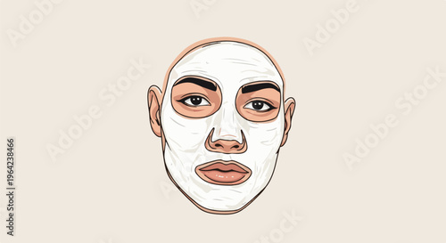 Stylized portrait of a person with a white facial mask applied