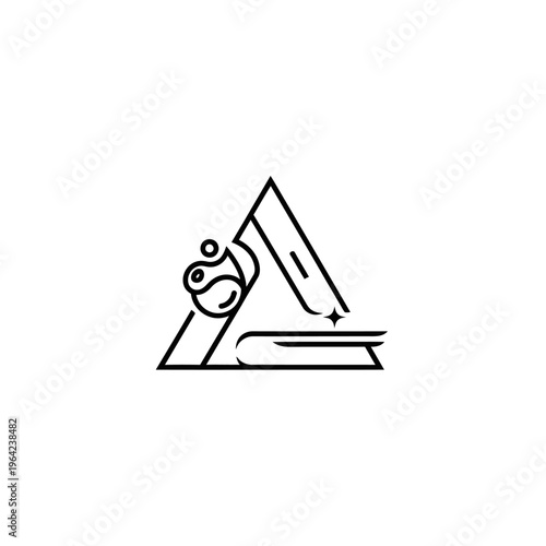 Triangle with a circular object.