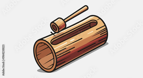 A cartoon illustration of a wooden percussion instrument
