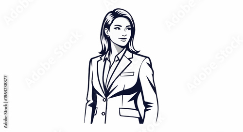 Stylized illustration of a woman in a business suit looking to the right