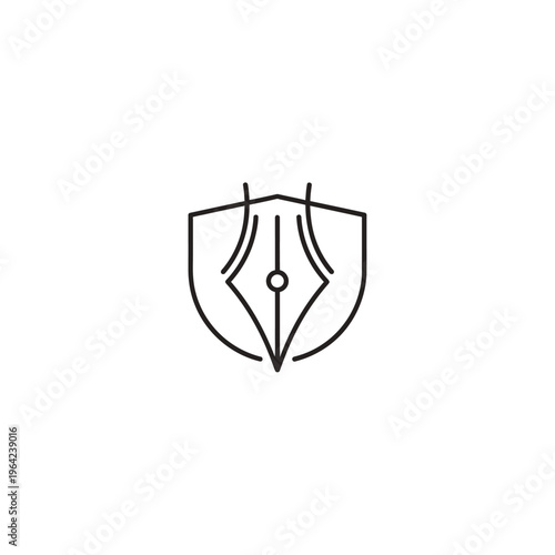 Pen nib shield logo icon symbol.