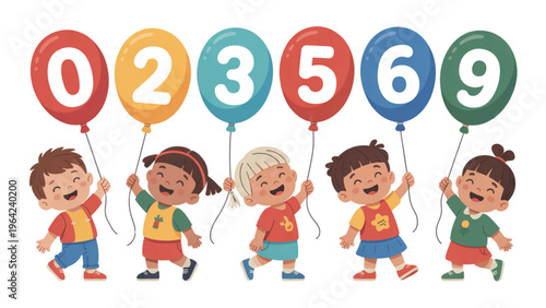 Colorful school buses driving and parked in a row Vector