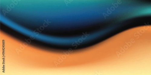 Grainy noisy abstract poster background dark blue orange yellow color wave black backdrop vibrant header banner design