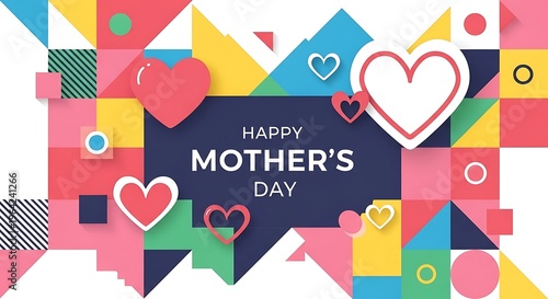 Mother's Day colorful geometric heart graphic