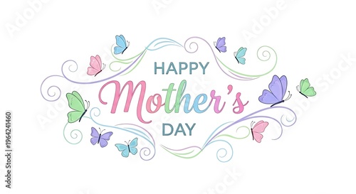 Happy Mother's Day colorful butterfly design