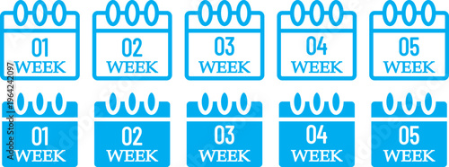 Calendar icon set.1,2,3,4,5, week. calendar planner icons for app, website, ui. Isolated vector illustration. Global time management service app icon. business plan schedule. Calendar vector