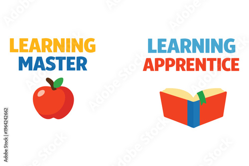 Learning master and learning apprentice vector illustration of educational roles.