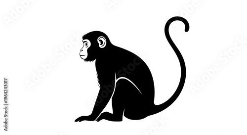 Monkey Silhouette Side View.