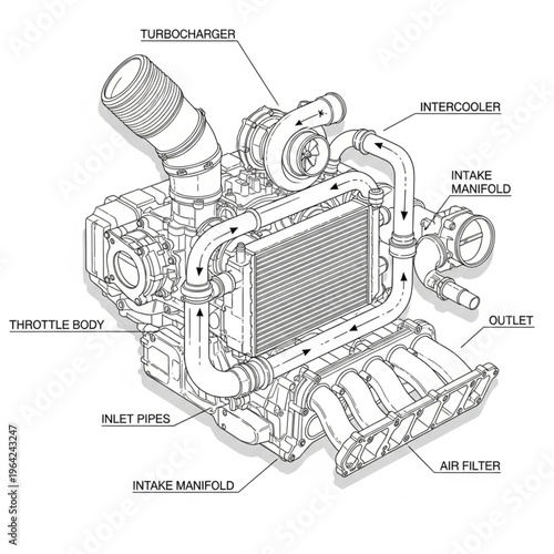 Detailed diagram of car radiator.