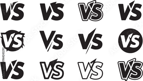 Collection of bold versus comparison icons isolated on transparent background