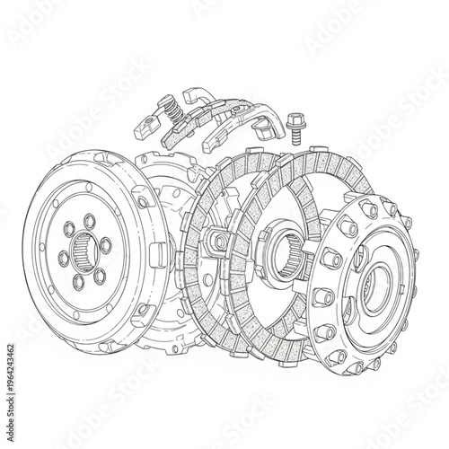 Detailed drawing of mechanical engine.
