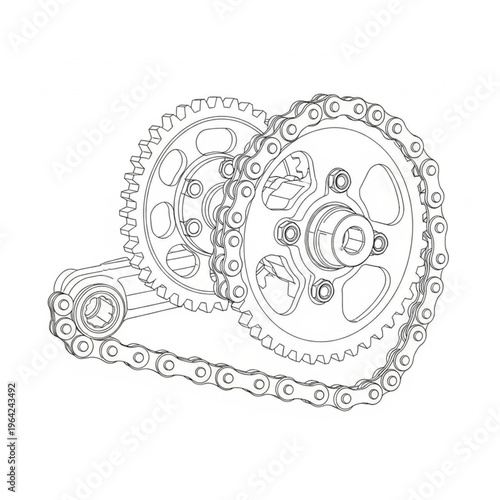Detailed drawing of mechanical gear system.
