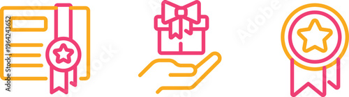 Illustrations of achievement, gift giving, and recognition awards