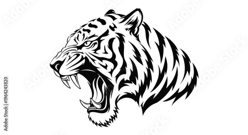 Roaring Tiger Head Illustration.
