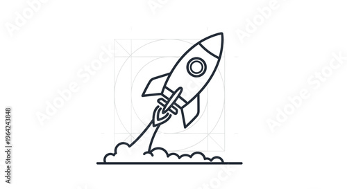 Rocket Ship Launching into Space.