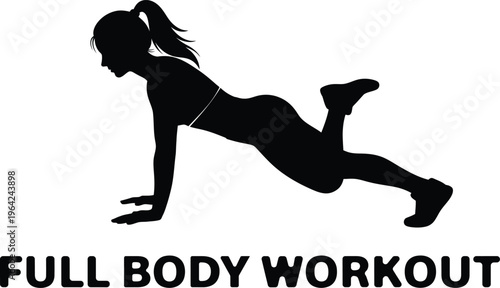 Full body workout silhouette of woman exercising