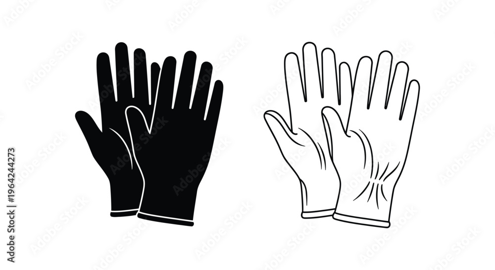 Fototapeta premium Black and white gloves pair illustration Vector