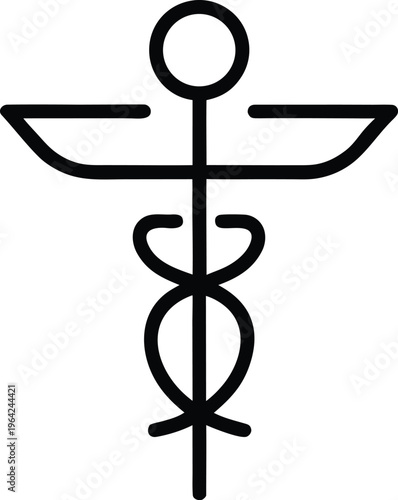 Photos 1121 hermetic caduceus esoteric with wings and serpents silhouette vector illust