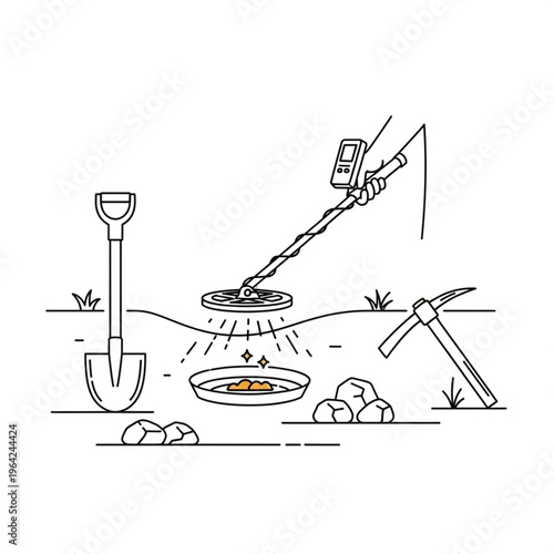 Metal detector finding treasure underground.