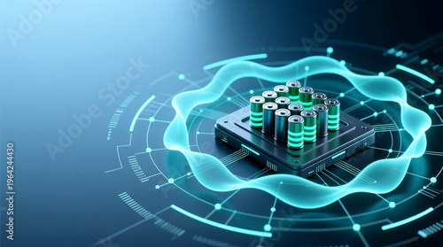 Abstract visualization of intelligent system powering the electric vehicle battery ecosystem showing energy flow for scalable clean technology platform