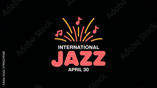 A vibrant graphic celebrating international jazz day on april thirtieth with musical note icons