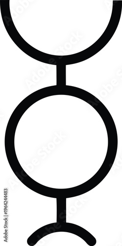 1119 alchemical symbol mercury circle with horns and cross silhouette vector illustration on transparent background