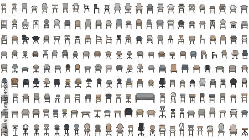 Various vector CAD design style icons depict animals, architecture, business, and more.