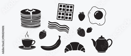 Assorted Bakery Items and Brunch Food Icon Set