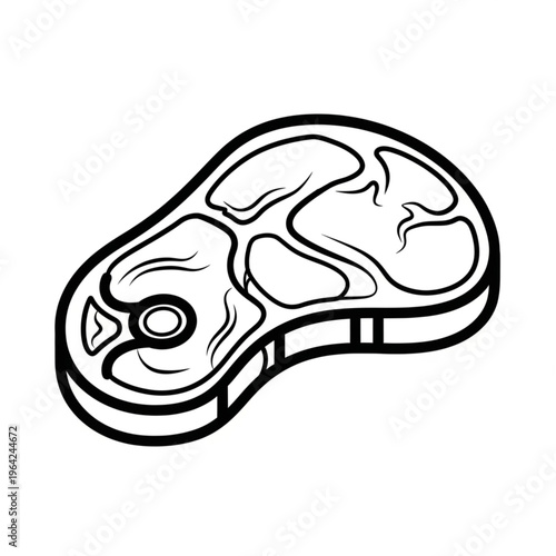 Raw Beef Steak Cut Side View.