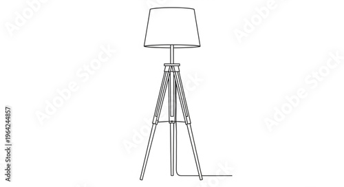 Tripod with white square lampshade.