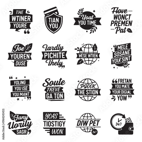 Set of vintage labels and retro vector stamps featuring premium quality ribbons, badges, and elegant wedding emblems for a collection of decorative sticker tags and framesSet of vintage labels and ret