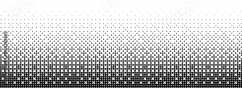 Check halftone texture background. Diamond dot faded gradation wallpaper. Black and white squared pixels. Abstract glitchy 8 bit video game backdrop. Vector comic bitmap dither screen tone overlay