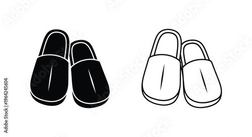 Black and white slippers illustration Vector