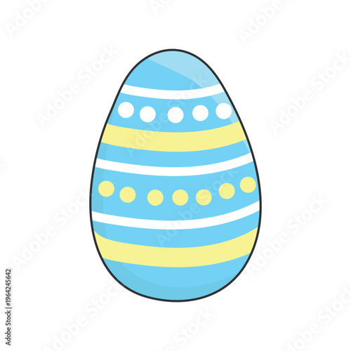 Blue Easter Egg with Yellow and White Patterns Vector Illustration