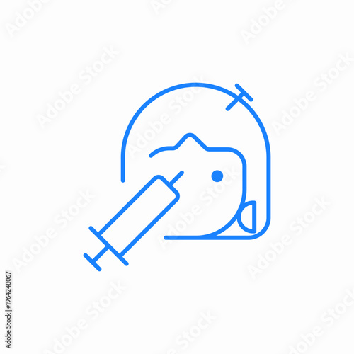 profile face with syringe injection into forehead cosmetic procedure icon sign vector