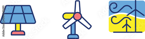 Renewable energy sources including solar, wind, and hydroelectric power