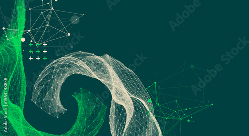 The abstract wave is made in a frame style. Template for science and technology presentation. Vector art.