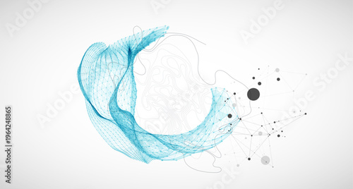 The abstract wave is made in a frame style. Template for science and technology presentation.
