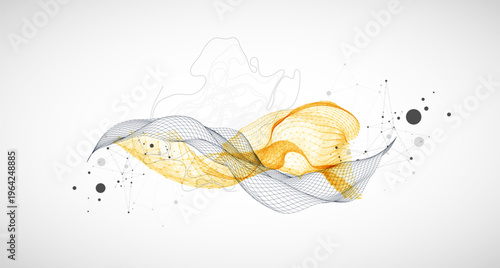 The abstract wave is made in a frame style. Template for science and technology presentation.