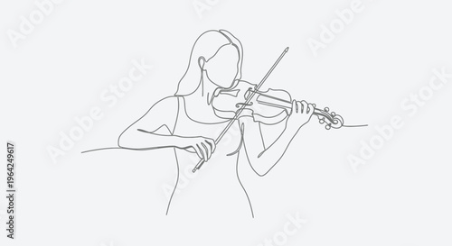Violin Player Outline Illustration – Woman Playing Music Vector Design