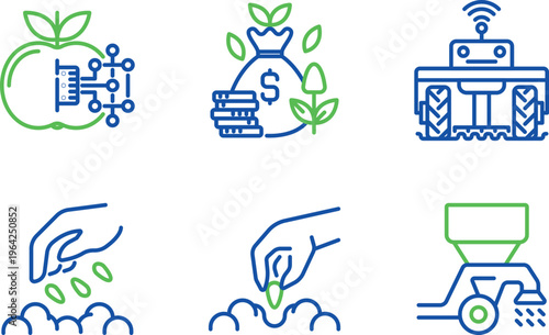 Innovative agricultural technology and sustainable farming concepts illustration