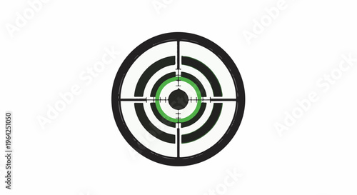 A graphic representation of a sniper scope reticle with concentric circles