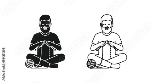Meditation and mindfulness with two people sitting in yoga Vector