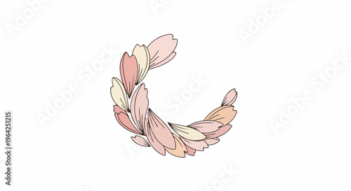 Delicate pink and cream flower petals forming a crescent shape