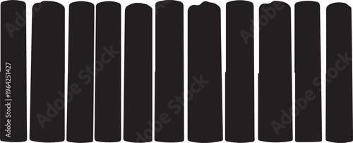 Set of black book spines vector illustration silhouette icons for library shelf decoration