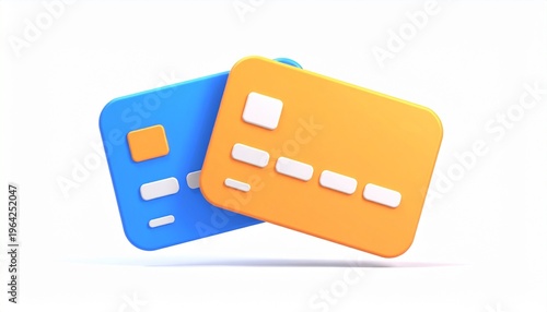 3D Payment Card Illustration with Minimal Design on White Background