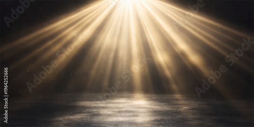 A bright orange sunrise casts radiant sunlight rays through blue clouds and across the sea to create a textured nature wallpaper backdrop