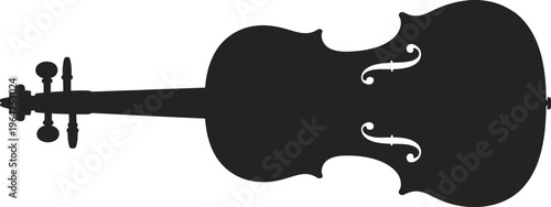 Elegant black silhouette of a classical violin with detailed f-holes isolated on white background, Vector, illustration