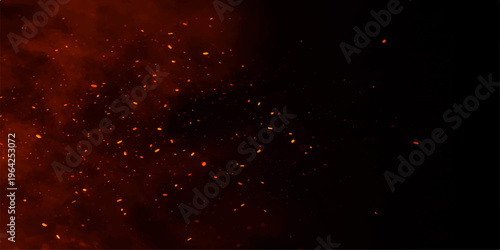 Shiny red abstract background with glowing stars and bright particles in a magic night motion design for holiday celebrations